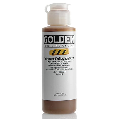 Golden, Fluid Acrylic, Paint, 4oz, Transparent Yellow Iron Oxide